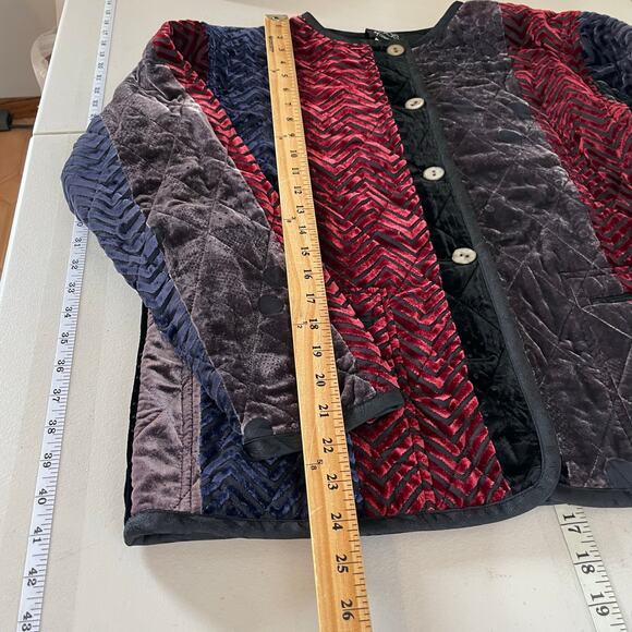 Koos Of Course Velvet Burnout QVC Quilted Jacket Silk Blend Women's Size Small - Picture 14 of 15